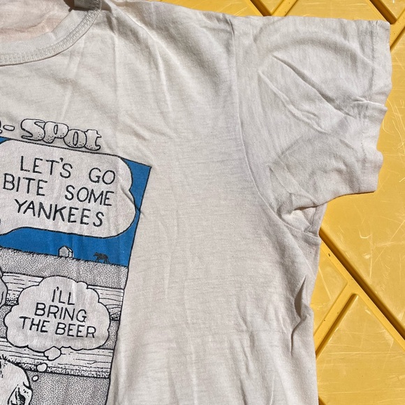 VTG Texas Tops single stitch ivory Bubba-n-Spot graphic tee sz L - Picture 11 of 11